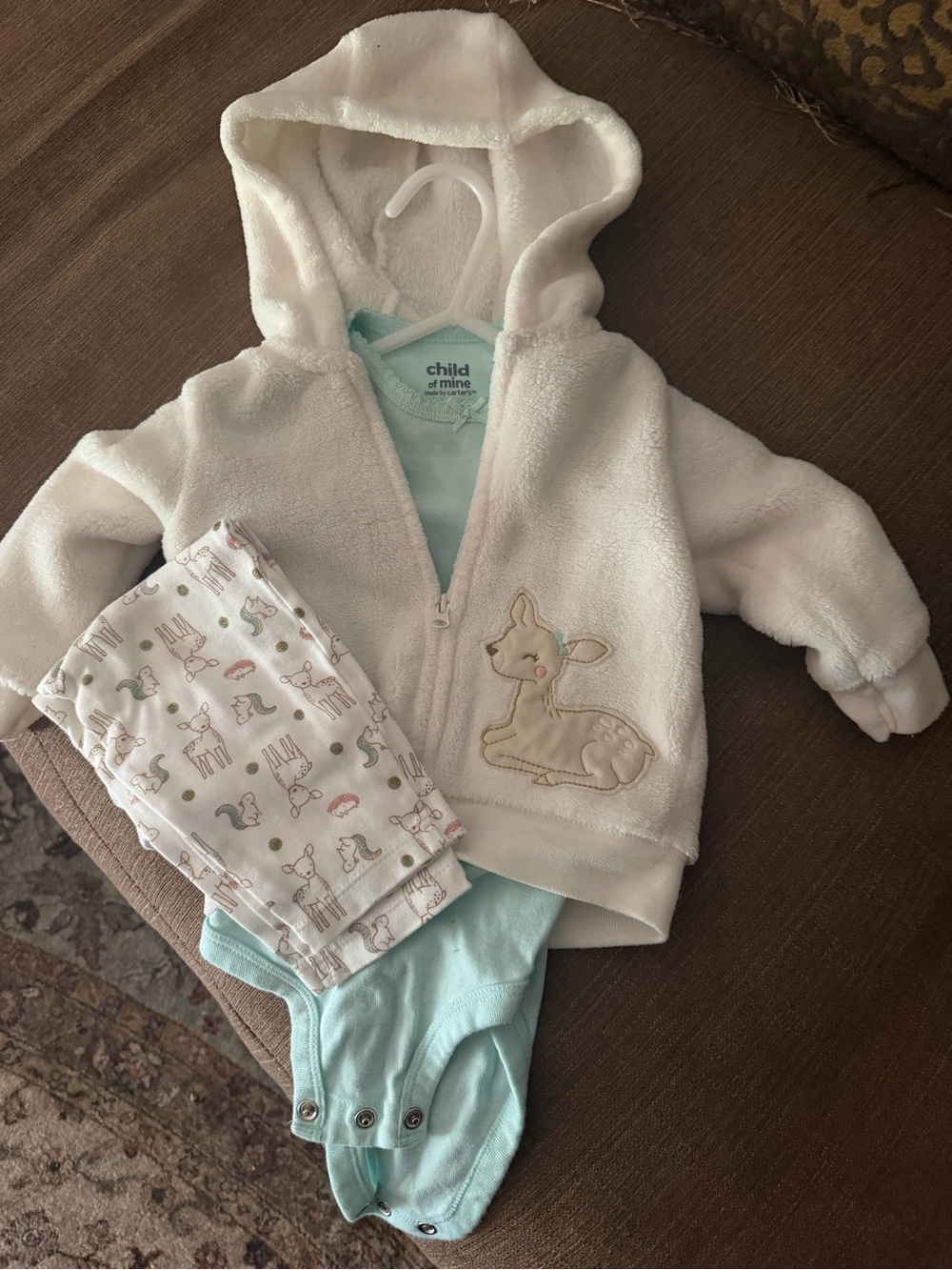 Carter's Child of Mine Soft Plush Hooded Jacket in Light Pink and Mint